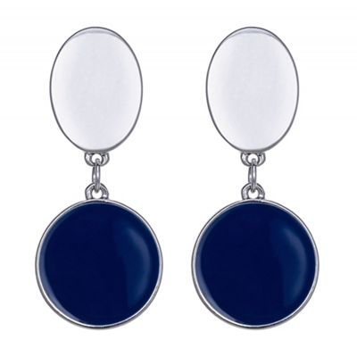 Designer blue and silver oval earring